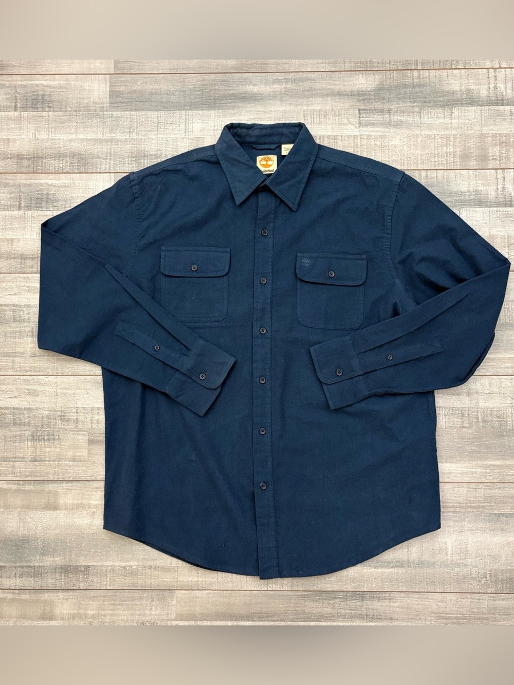 Timberland Chamois Flannel Long Sleeve Men's Large Work Shacket Soft Shell Blue